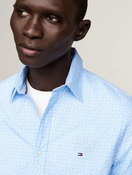 Tommy Hilfiger Langarmhemd POPLIN PRINT SF SHIRT blau/optic wei