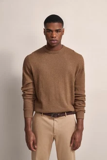 bugatti Strickpullover Braun/Orange/Beige
