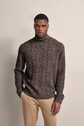 bugatti Rollkragenpullover Braun/Grau/Dunkelbraun/Dunkelrot