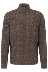 bugatti Rollkragenpullover Braun/Grau/Dunkelbraun/Dunkelrot