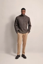 bugatti Rollkragenpullover Braun/Grau/Dunkelbraun/Dunkelrot