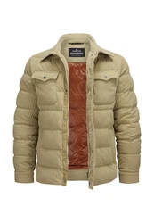 Milestone Steppjacke MSNewport mit Logo Badge Khaki/Braun/Beige/Dunkelgrün