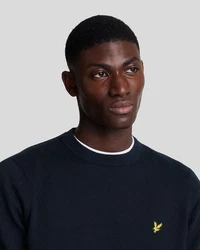 Lyle & Scott Strickpullover Rundhalsausschnitt Dunkelblau/Blau/Grün