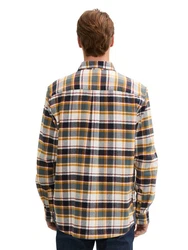 TOM TAILOR Kurzarmshirt Overshirt Casual Fit Grau/Beige/Braun/Gelb