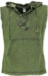 Guru-Shop Tanktop mit Kapuze Herren-Pullover Dunkelgrün/Grün/Neonfarben