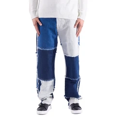 Loose-fit-Jeans Lssige Patchwork Baggy Fit Jeans Loose Fit Blau W29/L32
