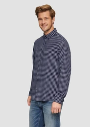 Langarmhemd Regular Fit: Strukturiertes Baumwollhemd mit Button-down-Kragen Artwork