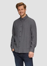 Langarmhemd Regular Fit: Strukturiertes Baumwollhemd mit Button-down-Kragen Artwork