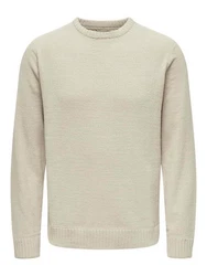 ONLY & SONS Strickpullover Rundhals Langarm Regular fit (8083) greige