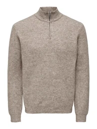 Strickpullover Strickpullover Stehkragen Reiverschluss Regular Fit 8093 in Khaki