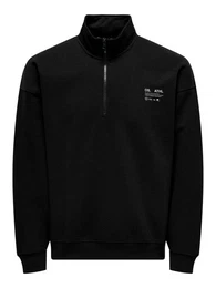 Sweatshirt Sweatshirt Oversize Fit hoher Kragen Reiverschluss 8085 in Schwarz-2