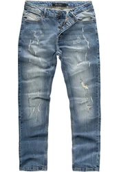 Amaci&Sons Herren Destroyed Slim Fit Denim Jeans Hose 7500 Hellblau
