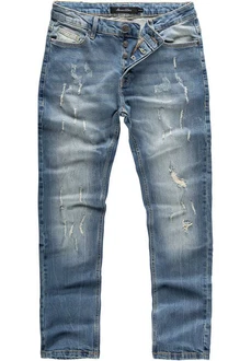 Amaci&Sons Herren Destroyed Slim Fit Denim Jeans Hose 7500