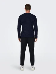 ONLY & SONS Strickpullover ONSKICKER LIFE REG 3 CABLE CREW KNIT Dunkelblau (7990)