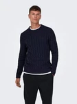 ONLY & SONS Strickpullover ONSKICKER LIFE REG 3 CABLE CREW KNIT Dunkelblau (7990)