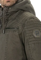 RedBridge Regenjacke Biker-Stil mit abnehmbarer Kapuze 