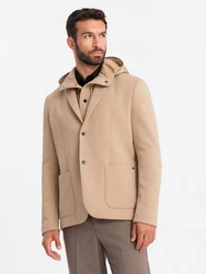 OMBRE Sakko mit Kapuze Beige/Khaki