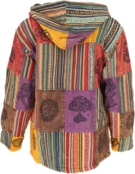 Guru-Shop Strickjacke Goa Jacke Patchwork Sweatshirt Jacke Mischfarben/Lila