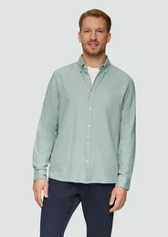 Langarmhemd Regular Fit: Strukturiertes Baumwollhemd mit Button-down-Kragen
