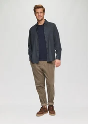 s.Oliver Langarmhemd Regular Fit Khaki/Beige/Dunkelblau