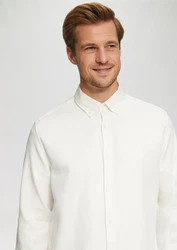 s.Oliver Langarmhemd Regular Fit Weiß/Creme/Khaki
