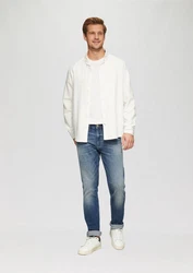 s.Oliver Langarmhemd Regular Fit Weiß/Creme/Khaki