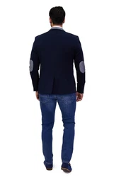 Denim Distriqt Jerseysakko Sportliches Herren Jersey Sakko mit besonderen Details Blau
