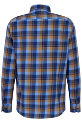 bugatti Langarmhemd Blau/Hellblau/Dunkelblau