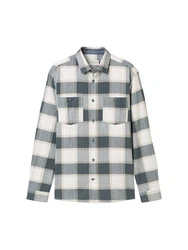 TOM TAILOR Kurzarmshirt Overshirt Casual Fit Grau/Blau/Hellblau/Hellgrau