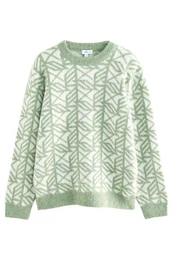 Rundhalspullover Angerauter Relaxed Fit Rundhalspullover mit Muster (1-tlg)