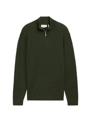 TOM TAILOR Strickpullover Troyer Regular Fit Dunkelgrün/Grün
