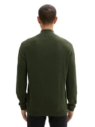 TOM TAILOR Strickpullover Troyer Regular Fit Dunkelgrün/Grün