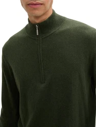TOM TAILOR Strickpullover Troyer Regular Fit Dunkelgrün/Grün