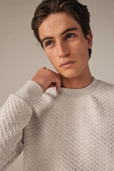 Next Sweatshirt Strukturiertes Premium Rundhalssweatshirt 