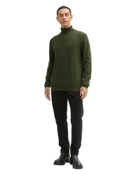 TOM TAILOR Strickpullover Rollkragenpullover Regular Fit Dunkelgrün