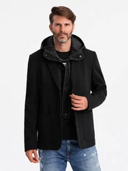 OMBRE Sakko mit Kapuze Schwarz/Dunkelgrau