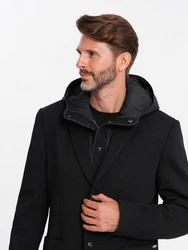 OMBRE Sakko mit Kapuze Schwarz/Dunkelgrau