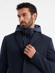 OMBRE Sakko mit Kapuze Dunkelblau/Hellblau