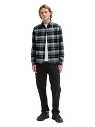 TOM TAILOR Denim Langarmhemd Hemd Relaxed Fit Blau/Grau