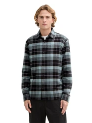 TOM TAILOR Denim Langarmhemd Hemd Relaxed Fit Blau/Grau