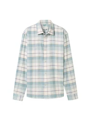 TOM TAILOR Denim Langarmhemd Hemd Relaxed Fit Blau/Hellblau/Türkis/Grün