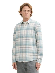 TOM TAILOR Denim Langarmhemd Hemd Relaxed Fit Blau/Hellblau/Türkis/Grün