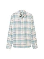 TOM TAILOR Denim Langarmhemd Hemd Relaxed Fit Blau/Hellblau/Türkis/Grün