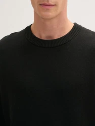 TOM TAILOR Strickpullover Comfort Wool Schwarz