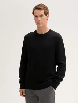 TOM TAILOR Strickpullover Comfort Wool Schwarz