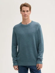 TOM TAILOR Strickpullover Comfort Wool Grau/Türkis/Hellblau/Grün/Blau