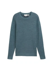 TOM TAILOR Strickpullover Comfort Wool Grau/Türkis/Hellblau/Grün/Blau