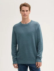 TOM TAILOR Strickpullover Comfort Wool Grau/Türkis/Hellblau/Grün/Blau