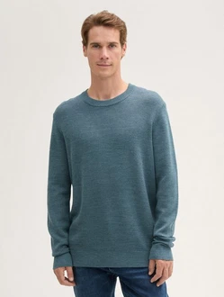 TOM TAILOR Strickpullover Comfort Wool Grau/Türkis/Hellblau/Grün/Blau