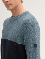 TOM TAILOR Strick- und Longpullover Dunkelblau/Hellblau/Grau/Türkis/Blau